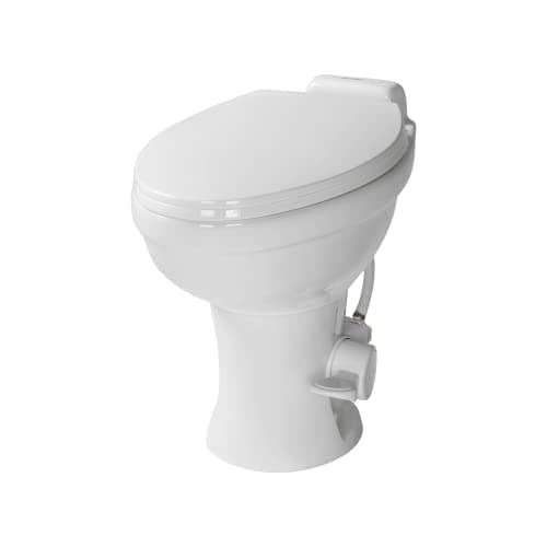 Lippert Flow Max RV Toilet, 18-Inch Profile, Elongated Ceramic Bowl