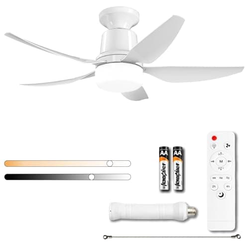 Tandanic 30-Inch Heavy-Duty Copper Motor Socket Ceiling Fan with Light