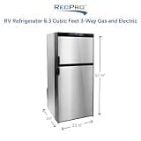 RecPro 6.3 Cu.Ft. 3-Way Gas and Electric RV Refrigerator with Latching Door Handles
