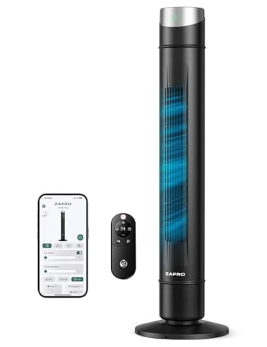 ZAFRO 42-Inch Smart Tower Fan with 1060 CFM Airflow & Auto-Dimming Screen