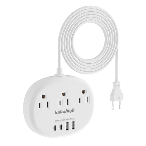 Multi-Country Extension Cord Travel Adapter with 3 AC Outlets and 4 USB Ports