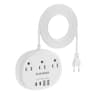 Multi-Country Extension Cord Travel Adapter with 3 AC Outlets and 4 USB Ports