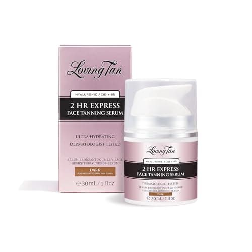 Loving Tan 2 HR Express Face Tanning Serum with Hydrating Hyaluronic Acid, Dark Shade