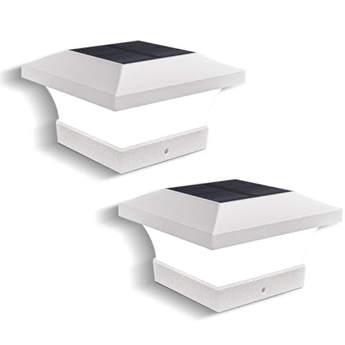 T-SUN 100-Lumen Cool White Solar Post Cap Lights with Heavy-Duty ABS, 2-Pack