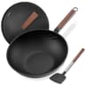 Todlabe 13-Inch Pre-Seasoned Carbon Steel Wok Kit with Lid and Spatula