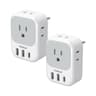 Tessan 7-in-1 European Plug Adapter 2-Pack with Built-in Retractable USB-C