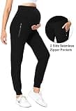 V VOCNI Maternity Quick-Dry Jogger Pants with Breathable Mesh Side Panels