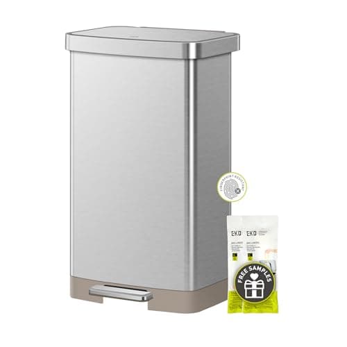EKO Hudson 20-Gallon Matte Stainless Steel Heavy-Duty Step-On Trash Can
