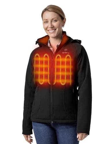 ORORO Upgraded Women's 4-Zone Softshell Heated Jacket with Detachable Hood