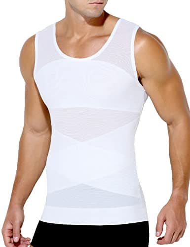 Arjen Kroos Men's Body Shaper Mesh Chest Compression Tank Top Undershirt