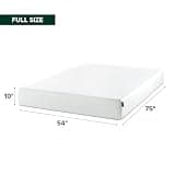 Zinus 10 Inch Green Tea Pressure Relieving Memory Foam Full Size Mattress, White