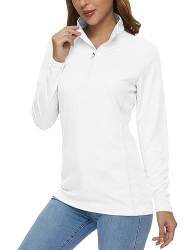MAGCOMSEN Women's UPF 50+ Quarter Zip Pullover Quick Dry Running Shirt