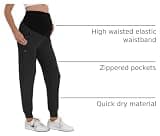 V VOCNI Maternity Quick-Dry Jogger Pants with Breathable Mesh Side Panels