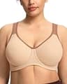 HSIA Outside Underwire Racerback Full Coverage Sports Bra, Light Beige