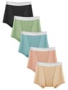 TIICHOO Leakproof Athletic Period Boyshorts, High-Waisted Absorbent 5-Pack