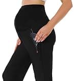 Foucome Women's Maternity Jogger Scrub Pants with Waterproof Zipper Pockets