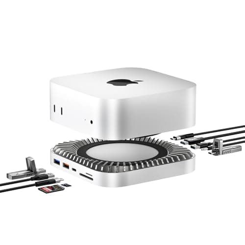 Aluminum Mac Mini M4 Docking Stand and HDMI Hub with M.2 NVMe/SATA SSD Enclosure