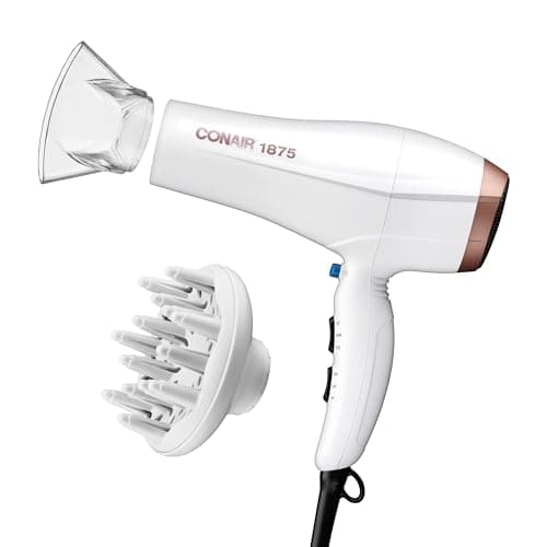 Conair Double Ceramic 1875W Lightweight Hair Dryer with Styling Diffuser