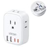Lencent Foldable European Power Adapter with 4 AC Outlets and 4 USB Ports