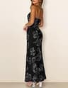 MEROKEETY Strapless 3D Floral Mesh Tube Maxi Evening Gown with Built-In Gel Tape