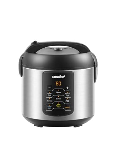 COMFEE' Upgraded 6-in-1 Stainless Steel 8-Cup Multi Cooker with Slow Cooker