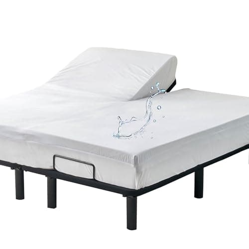 Kingnex Bamboo Jersey Waterproof Split-Top Queen Mattress Protector for Memory Foam Beds