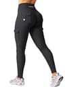 YEOREO CoreFlex Hidden Scrunch Butt Lifting Workout Cargo Leggings Black