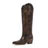 Wetkiss Women's Knee High Dark Brown Western Cowgirl Boot with Low Heel