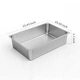 Kirecoo Extra Large High-Sided Stainless Steel Cat Litter Pan (23.4 x 15.5 In)