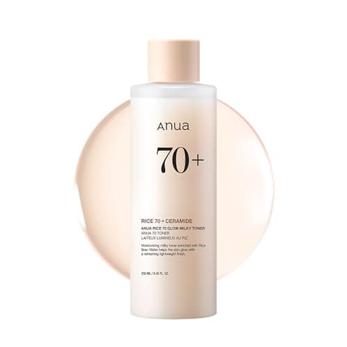 Anua Rice 70 Glow Milky Toner with Niacinamide and Ceramides, 8.45 fl oz