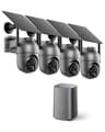 SEHMUA 4MP Solar Wireless PTZ Security Camera System with Live View, 4-Camera Kit