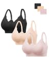 HBselect Women's Wireless Comfort Jelly Bra 3-Pack with Removable Padding