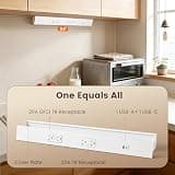 SURAIELEC 24-Inch Hardwired Under Cabinet Power Strip with 20A GFCI and USB