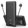 VEGER All-in-One 10000mAh Portable Power Bank with AC Plug and Built-In Cables