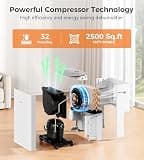 SEMKAP 32-Pint Low Noise Smart Compressor Dehumidifier for Large Rooms
