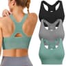 High-Impact Plus Size Padded Racerback Sports Bra 3-Pack for Gym and Yoga