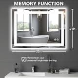 DUMOS 24.1" x 32.1" Dual-Zone LED Bathroom Mirror with Stepless Dimming