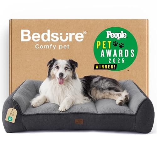 Bedsure SupportMax XL Orthopedic Couch Style Dog Bed for Large Dogs with Sherpa Top