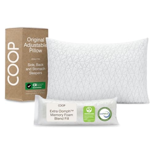 Coop Home Goods Original Adjustable Cross-Cut Memory Foam Pillow with Washable Cover