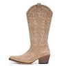 Fioralie Women's Suede Embroidered Mid Calf Cowgirl Boot with Snip Toe