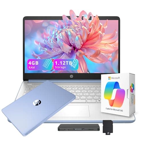 HP Stream HD Student Laptop (14-inch, AI Copilot, 1.12TB Storage Dock, Sky Blue)