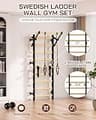 Cofiyard Swedish Ladder Wall Gym with Comprehensive Exercise Straps Package