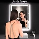 LOAAO 24" x 32" Front and Backlit Dual LED Bathroom Mirror with Smart Defogger