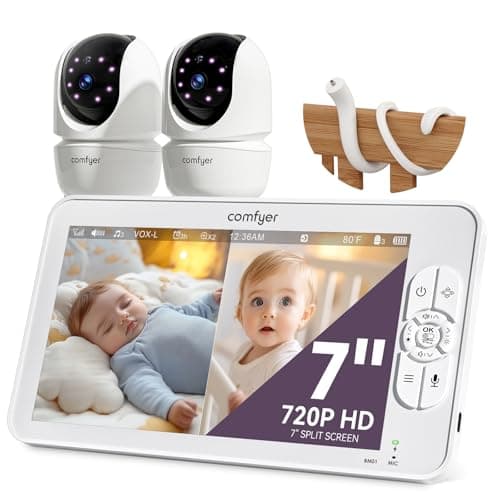 Comfyer BM01 7-Inch HD Split Screen Video Baby Monitor with 6000mAh Battery