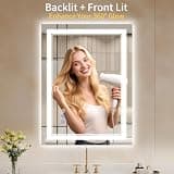 WISSMIELS 24" x 32" Dual-Stage Defogging LED Bathroom Mirror with Anti-Fall Brackets