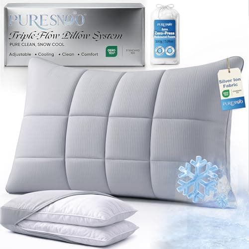Puresnoo Adjustable Silver-Infused Liquid Cooling Pillow for Side Sleepers