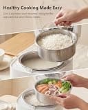 Novaspark Low Carb Stainless Steel Rice Cooker with Digital Timer, 5-Cup