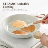 Sensarte Nonstick Ceramic Frying Pan with Tempered Glass Lid and Wood Handle