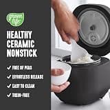 GreenLife Digital Rice Cooker with PFAS-Free Ceramic Pot, 2-Cup Uncooked