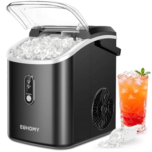 EUHOMY Portable Countertop Nugget Ice Maker with Integrated Carry Handle